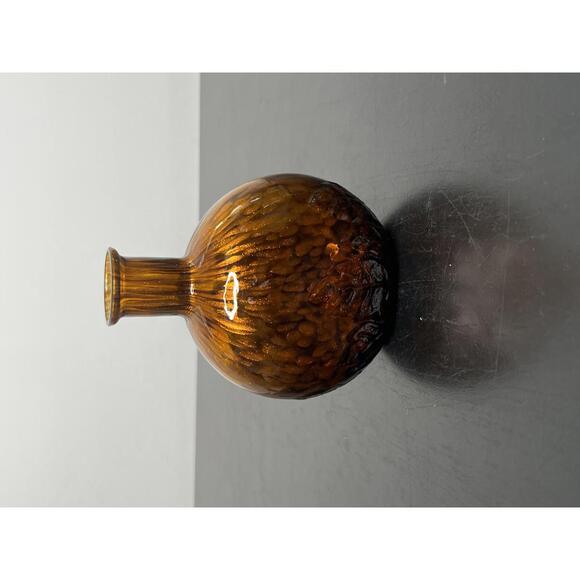 Murano Brown Speckled Maestri Vetra 6” Bottle Vase Embrosses Leaves